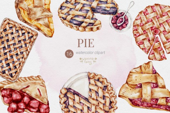 Download Pie Watercolor Clipart, Bakery Clipart - Pie Collection