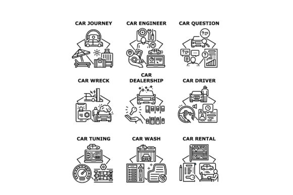 Download Car Dealership Set Icons Vector - Dealership Collection